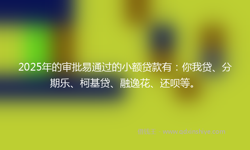 2025年的审批易通过的小额贷款有：你我贷、分期乐、柯基贷、融逸花、还呗等。