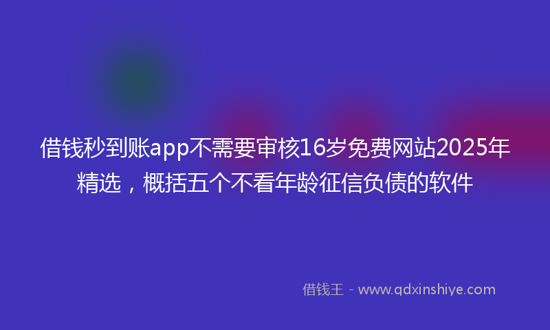 借钱秒到账app不需要审核16岁免费网站2025年精选，概括五个不看年龄征信负债的软件