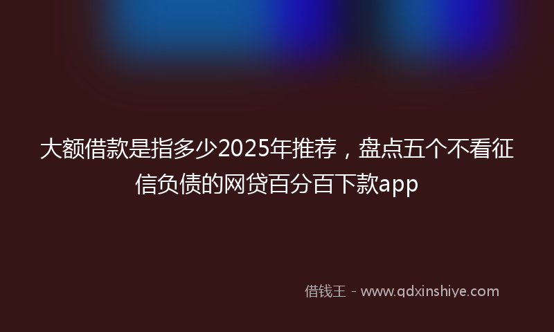 大额借款是指多少2025年推荐，盘点五个不看征信负债的网贷百分百下款app