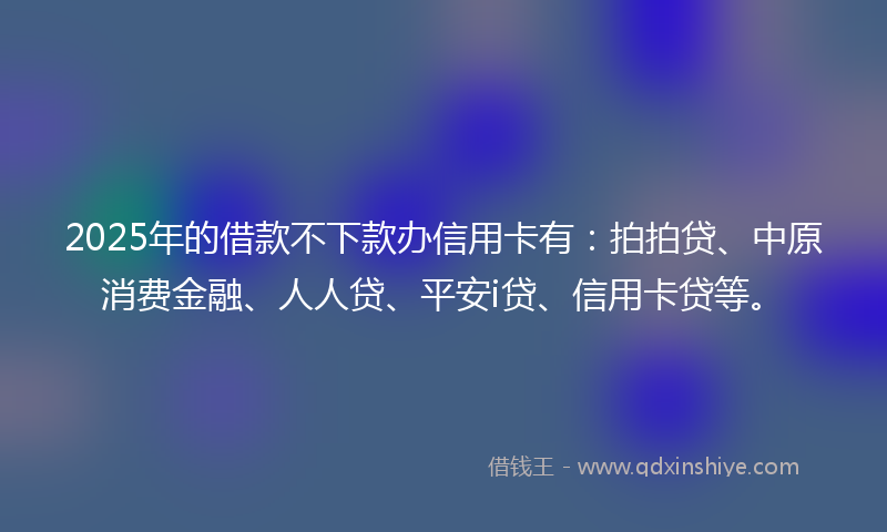 2025年的借款不下款办信用卡有：拍拍贷、中原消费金融、人人贷、平安i贷、信用卡贷等。