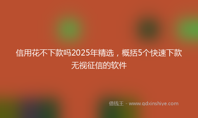 信用花不下款吗2025年精选，概括5个快速下款无视征信的软件