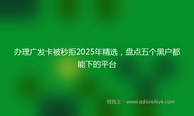 办理广发卡被秒拒2025年精选，盘点五个黑户都能下的平台
