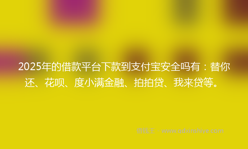 2025年的借款平台下款到支付宝安全吗有：替你还、花呗、度小满金融、拍拍贷、我来贷等。