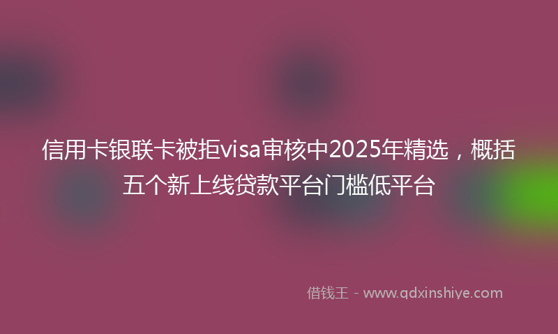 信用卡银联卡被拒visa审核中2025年精选，概括五个新上线贷款平台门槛低平台