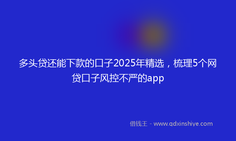多头贷还能下款的口子2025年精选，梳理5个网贷口子风控不严的app