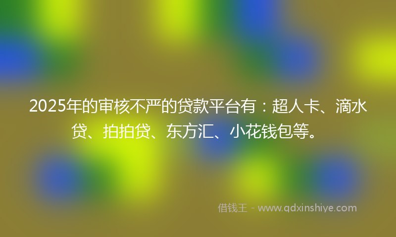 2025年的审核不严的贷款平台有：超人卡、滴水贷、拍拍贷、东方汇、小花钱包等。