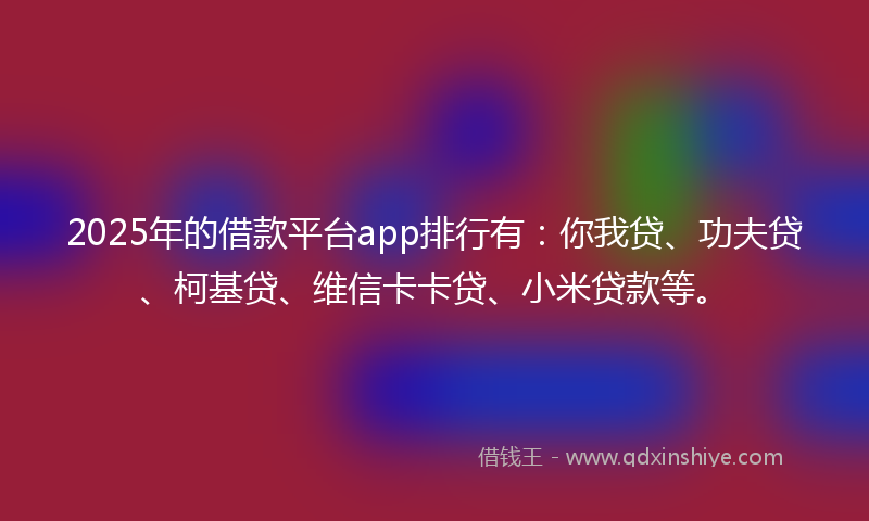 2025年的借款平台app排行有：你我贷、功夫贷、柯基贷、维信卡卡贷、小米贷款等。