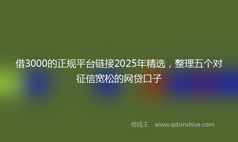借3000的正规平台链接2025年精选，整理五个对征信宽松的网贷口子