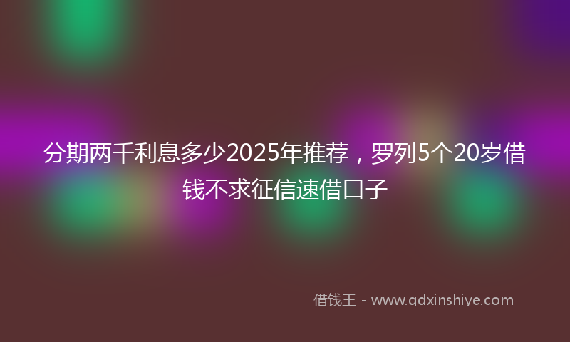 分期两千利息多少2025年推荐，罗列5个20岁借钱不求征信速借口子