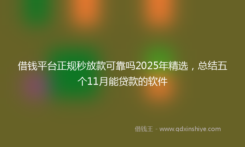 借钱平台正规秒放款可靠吗2025年精选，总结五个11月能贷款的软件