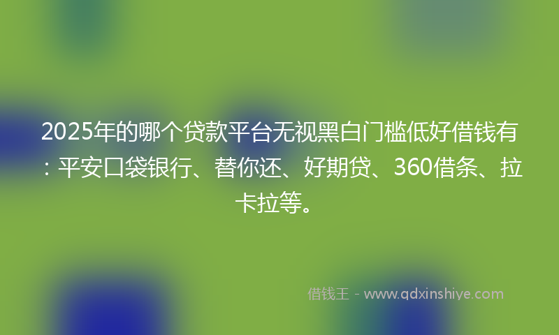 2025年的哪个贷款平台无视黑白门槛低好借钱有：平安口袋银行、替你还、好期贷、360借条、拉卡拉等。
