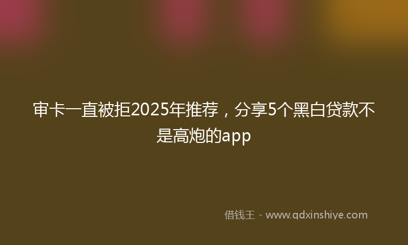 审卡一直被拒2025年推荐，分享5个黑白贷款不是高炮的app