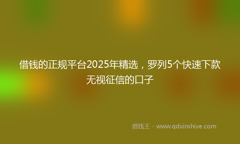 借钱的正规平台2025年精选，罗列5个快速下款无视征信的口子