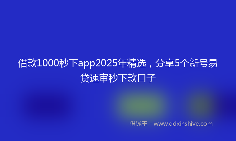 借款1000秒下app2025年精选，分享5个新号易贷速审秒下款口子