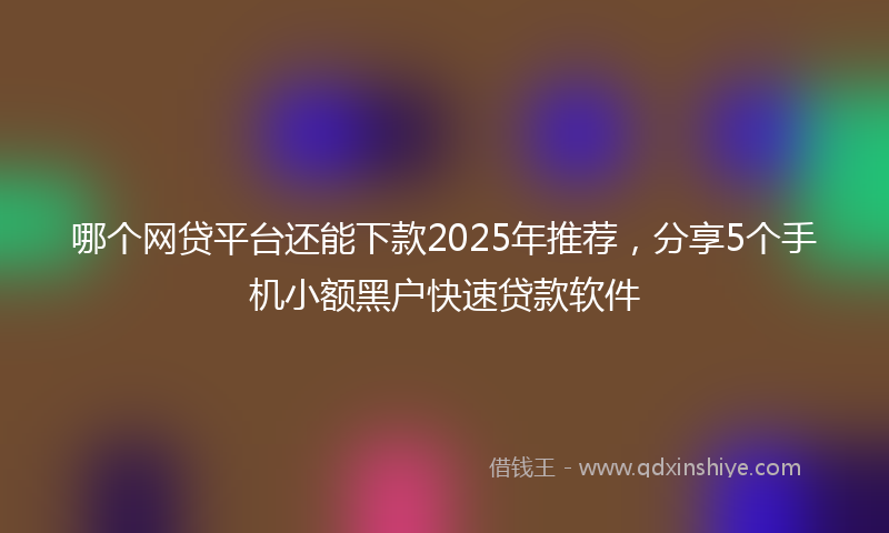 哪个网贷平台还能下款2025年推荐，分享5个手机小额黑户快速贷款软件