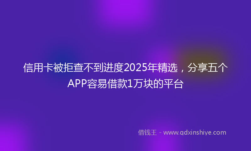 信用卡被拒查不到进度2025年精选，分享五个APP容易借款1万块的平台