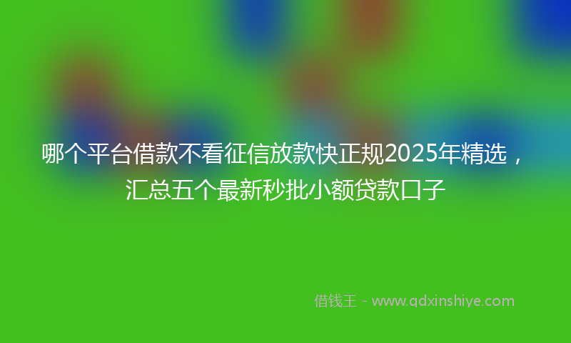 哪个平台借款不看征信放款快正规2025年精选，汇总五个最新秒批小额贷款口子