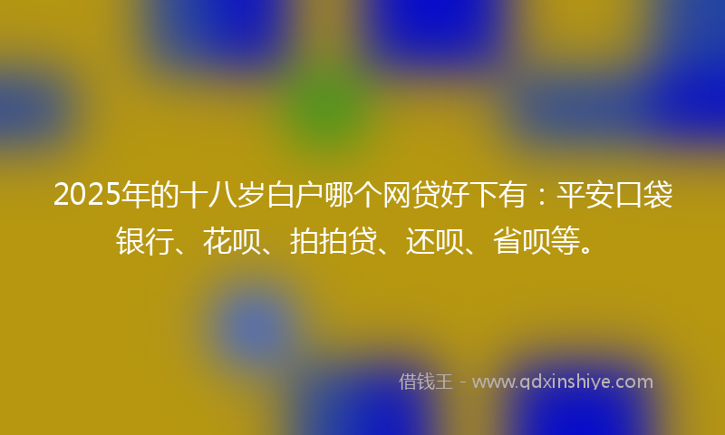 2025年的十八岁白户哪个网贷好下有：平安口袋银行、花呗、拍拍贷、还呗、省呗等。