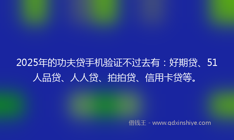 2025年的功夫贷手机验证不过去有：好期贷、51人品贷、人人贷、拍拍贷、信用卡贷等。