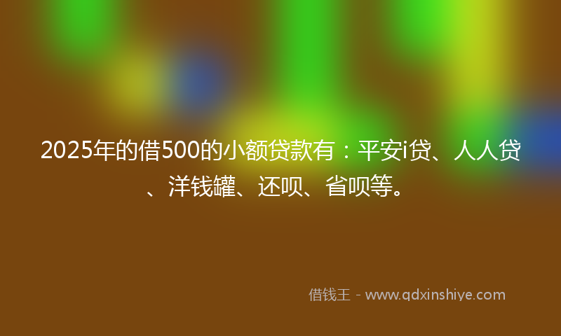 2025年的借500的小额贷款有：平安i贷、人人贷、洋钱罐、还呗、省呗等。
