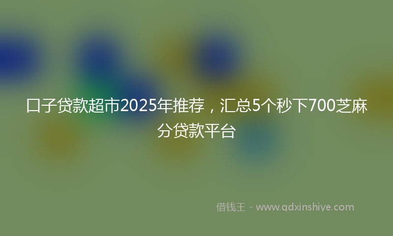口子贷款超市2025年推荐，汇总5个秒下700芝麻分贷款平台