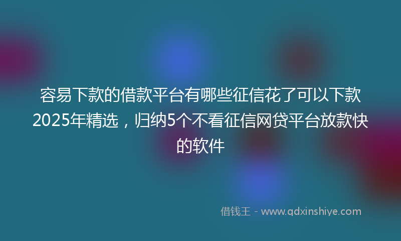 容易下款的借款平台有哪些征信花了可以下款2025年精选，归纳5个不看征信网贷平台放款快的软件
