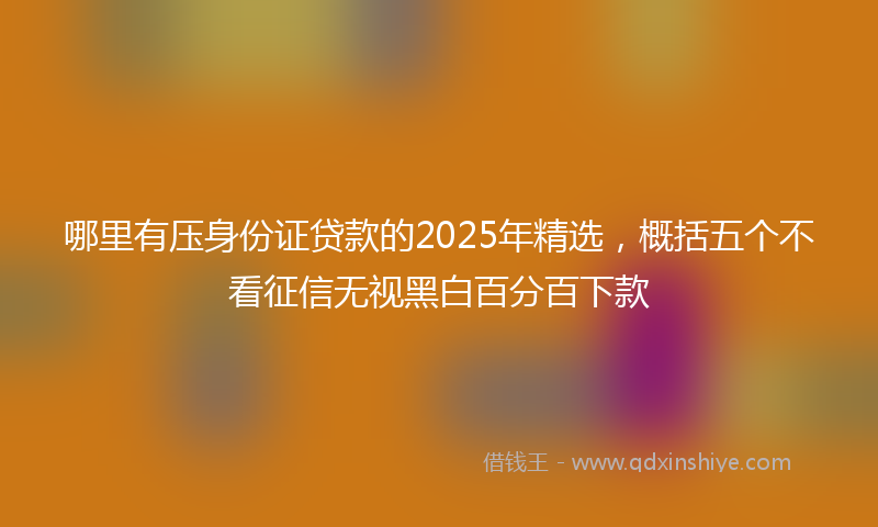 哪里有压身份证贷款的2025年精选，概括五个不看征信无视黑白百分百下款