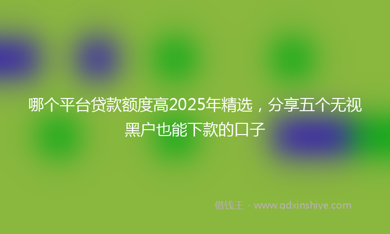 哪个平台贷款额度高2025年精选，分享五个无视黑户也能下款的口子
