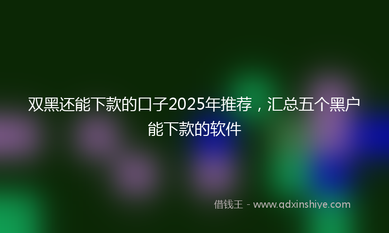 双黑还能下款的口子2025年推荐，汇总五个黑户能下款的软件