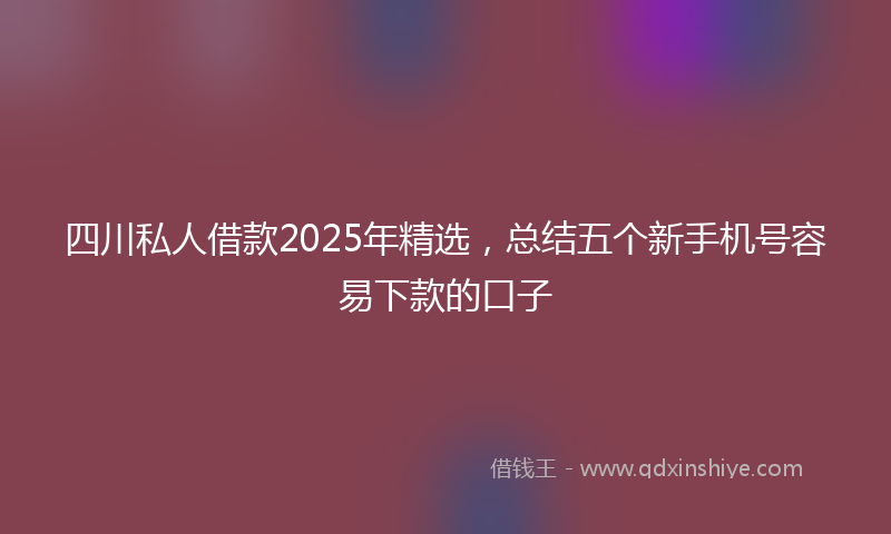 四川私人借款2025年精选，总结五个新手机号容易下款的口子