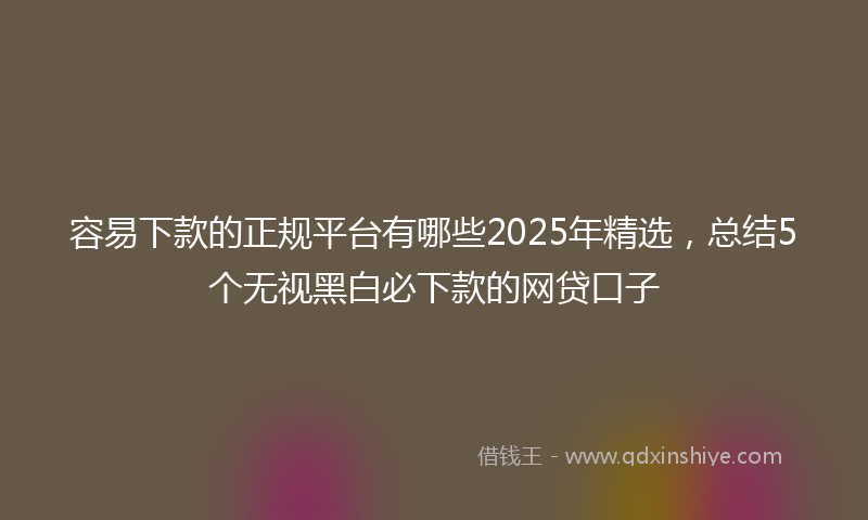 容易下款的正规平台有哪些2025年精选，总结5个无视黑白必下款的网贷口子
