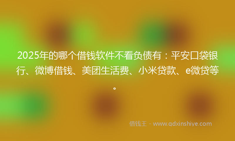 2025年的哪个借钱软件不看负债有：平安口袋银行、微博借钱、美团生活费、小米贷款、e微贷等。