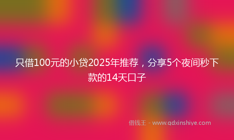 只借100元的小贷2025年推荐，分享5个夜间秒下款的14天口子
