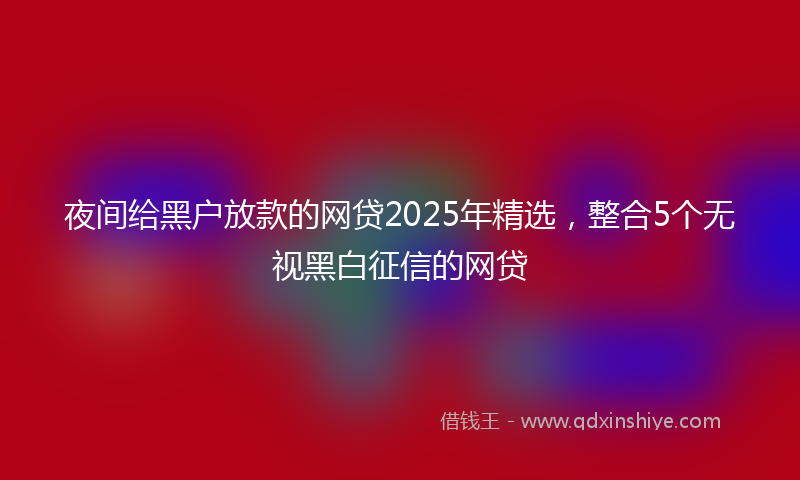 夜间给黑户放款的网贷2025年精选，整合5个无视黑白征信的网贷