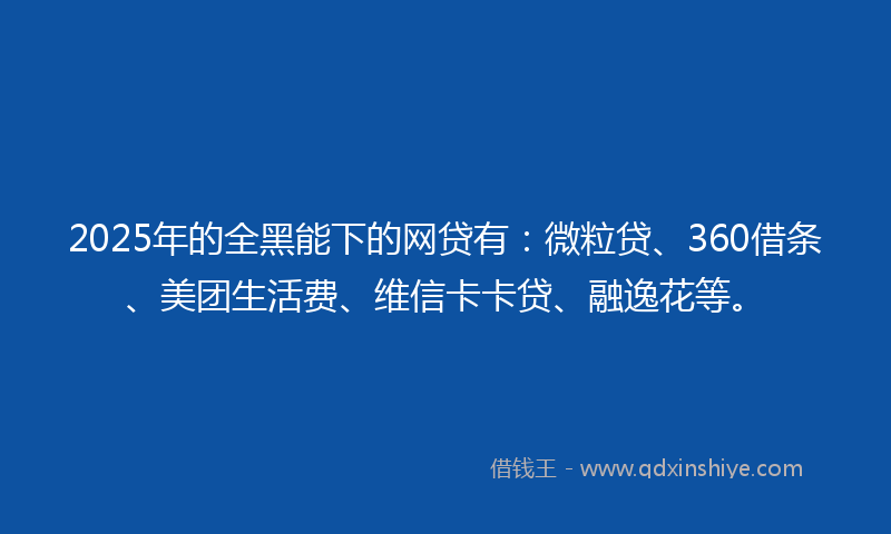 2025年的全黑能下的网贷有：微粒贷、360借条、美团生活费、维信卡卡贷、融逸花等。