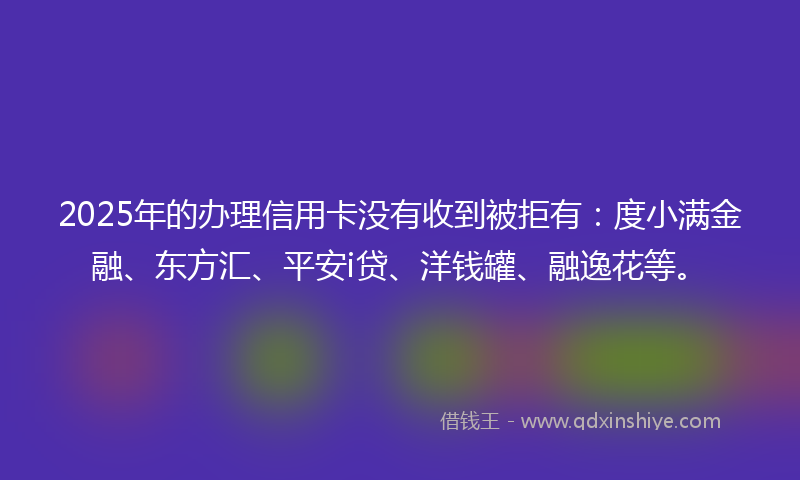 2025年的办理信用卡没有收到被拒有：度小满金融、东方汇、平安i贷、洋钱罐、融逸花等。