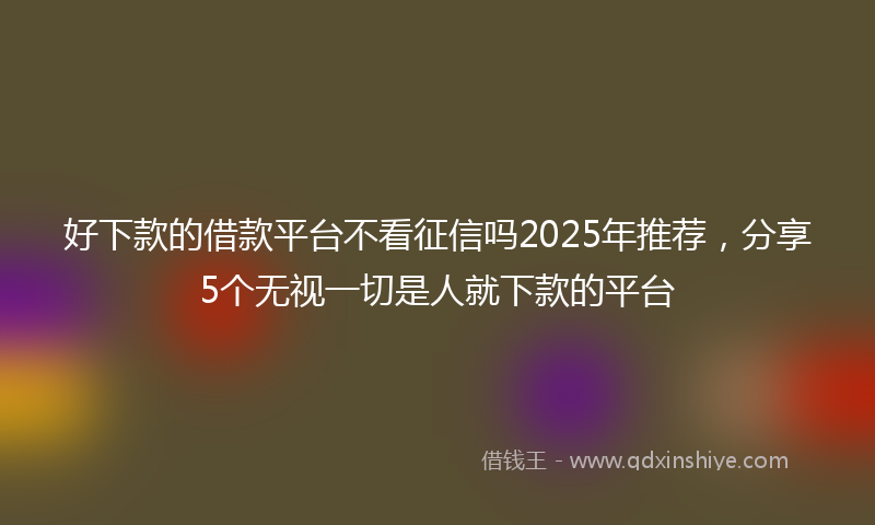好下款的借款平台不看征信吗2025年推荐，分享5个无视一切是人就下款的平台