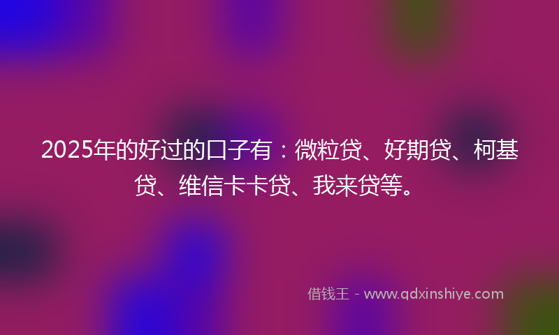 2025年的好过的口子有：微粒贷、好期贷、柯基贷、维信卡卡贷、我来贷等。