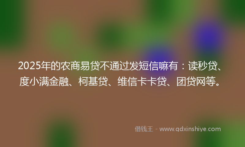 2025年的农商易贷不通过发短信嘛有：读秒贷、度小满金融、柯基贷、维信卡卡贷、团贷网等。