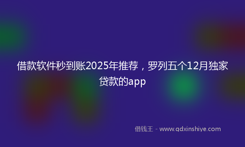 借款软件秒到账2025年推荐，罗列五个12月独家贷款的app