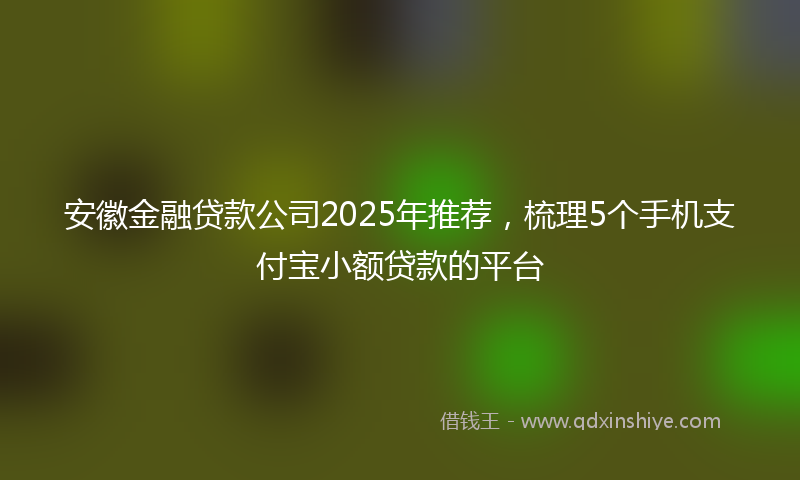 安徽金融贷款公司2025年推荐，梳理5个手机支付宝小额贷款的平台