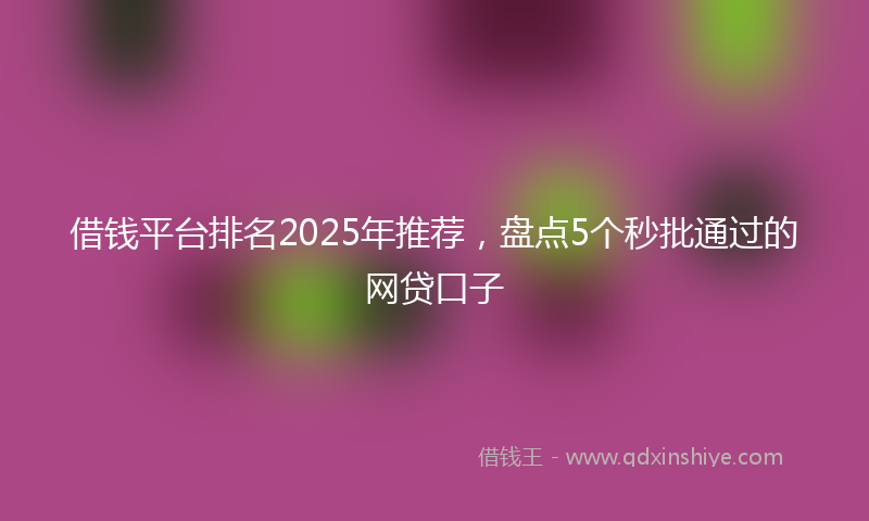 借钱平台排名2025年推荐，盘点5个秒批通过的网贷口子