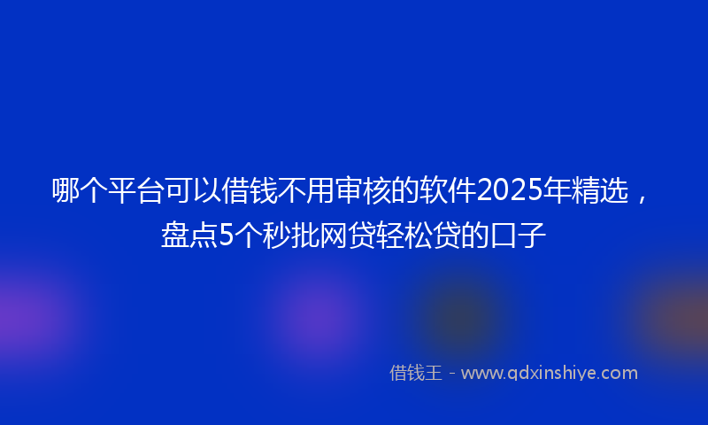 哪个平台可以借钱不用审核的软件2025年精选，盘点5个秒批网贷轻松贷的口子