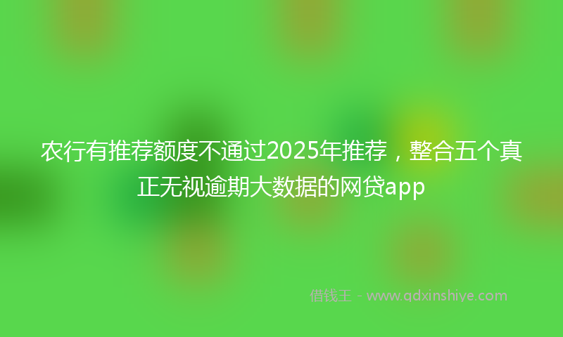 农行有推荐额度不通过2025年推荐，整合五个真正无视逾期大数据的网贷app