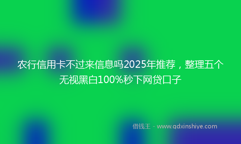 农行信用卡不过来信息吗2025年推荐，整理五个无视黑白100%秒下网贷口子