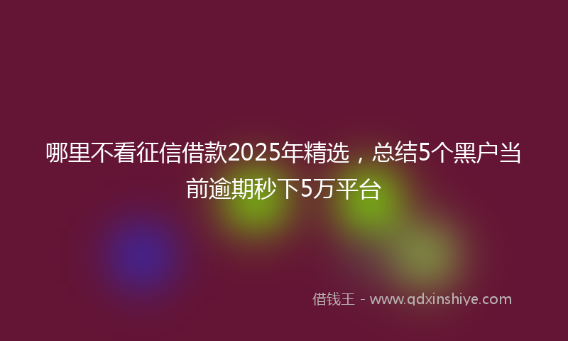 哪里不看征信借款2025年精选，总结5个黑户当前逾期秒下5万平台