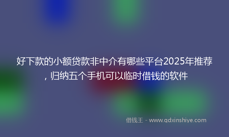 好下款的小额贷款非中介有哪些平台2025年推荐，归纳五个手机可以临时借钱的软件