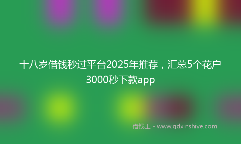 十八岁借钱秒过平台2025年推荐，汇总5个花户3000秒下款app