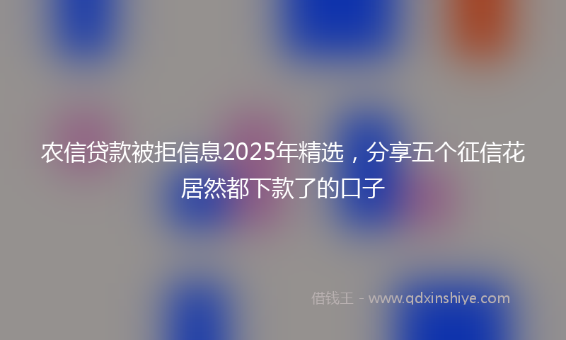 农信贷款被拒信息2025年精选，分享五个征信花居然都下款了的口子
