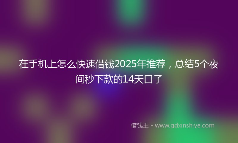 在手机上怎么快速借钱2025年推荐，总结5个夜间秒下款的14天口子